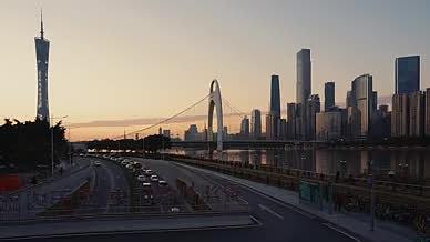 4k实拍广州城市日落时分风光视频的预览图